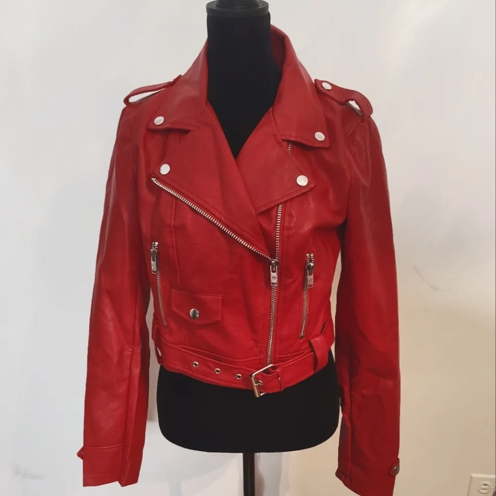 💔SOLD💔 Current Mood Born Sinner Moto Jacket - Red - Size S - Picture 1 of 13